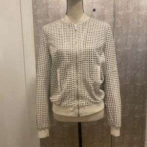 Tenax white perforated genuine leather bomber, S